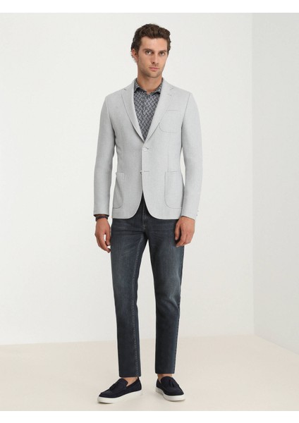 Gri Düz Regular Fit Ceket