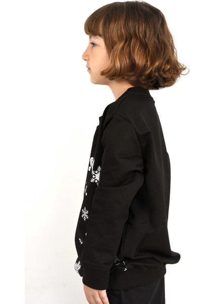 Siyah Çocuk Kar Desenli Sweat fiyatları