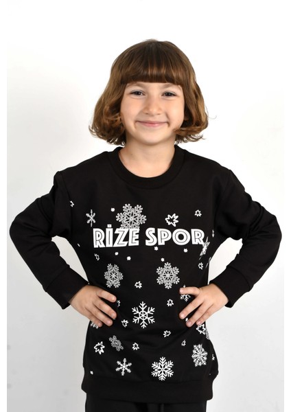 Siyah Çocuk Kar Desenli Sweat fırsatları