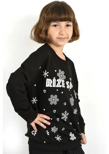 Siyah Çocuk Kar Desenli Sweat indirimleri