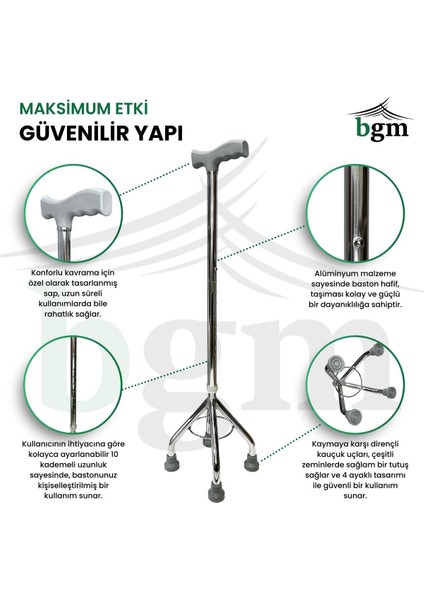 Baston 4 Ayaklı Quadripod Yüksek Kalite Denge Bastonu Asa
