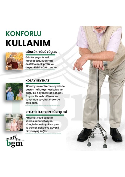 Baston 4 Ayaklı Quadripod Yüksek Kalite Denge Bastonu Asa