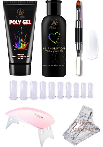 29 Parça Protez Tırnak Poly Gel Seti Kalıcı Oje Yapma ve Süsleme Tırnak Sanatı (Nail Art)