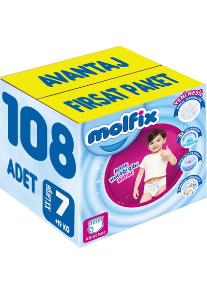 Külot Bebek Bezi Beden:7 (19+kg) xx Large 108 Adet Avantaj Fırsat Pk