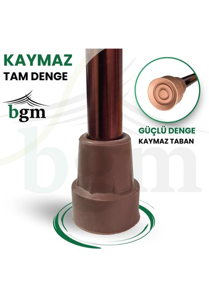 Baston Ayarlanabilir Denge Bastonu - Kahverengi - Asa Alüminyum Yüksek Kalite