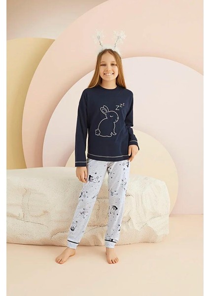Zeyzey 8339 Lacivert Renk Kız Çocuk Nakışlı Pijama Takımı modelleri