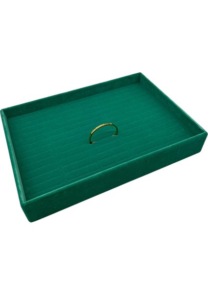 Yerli Üretim Süet Kumaş Yeşil Renk 34/24 cm Batırmalı Çekmeçe Içi Bileklik Kelepçe Tablası fiyatları