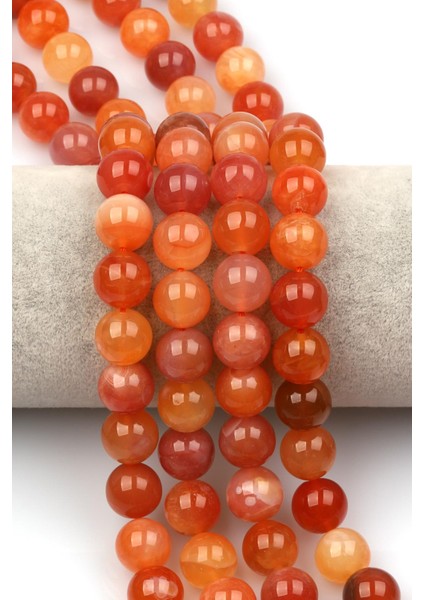 Karnelyan Akik Doğaltaş Dizi 12 mm Küre Kesim