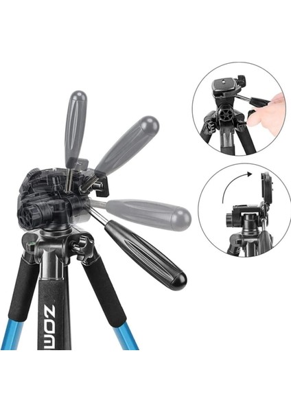 Zomei Q111 Profesyonel Alüminyum Tripod 5 kg Taşıma Kapasiteli