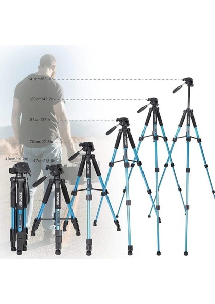 Zomei Q111 Profesyonel Alüminyum Tripod 5 kg Taşıma Kapasiteli