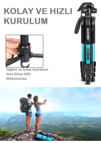 Zomei Q111 Profesyonel Alüminyum Tripod 5 kg Taşıma Kapasiteli