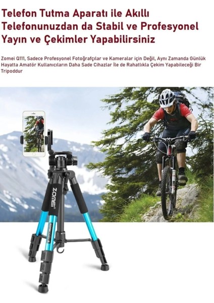 Zomei Q111 Profesyonel Alüminyum Tripod 5 kg Taşıma Kapasiteli