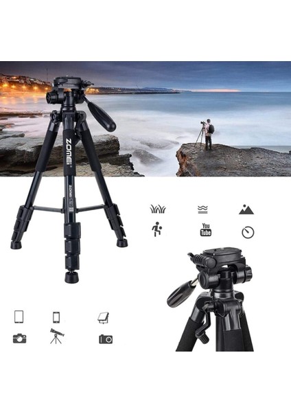 Zomei Q111 Profesyonel Alüminyum Tripod 5 kg Taşıma Kapasiteli