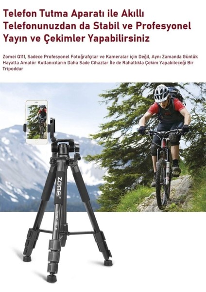 Zomei Q111 Profesyonel Alüminyum Tripod 5 kg Taşıma Kapasiteli