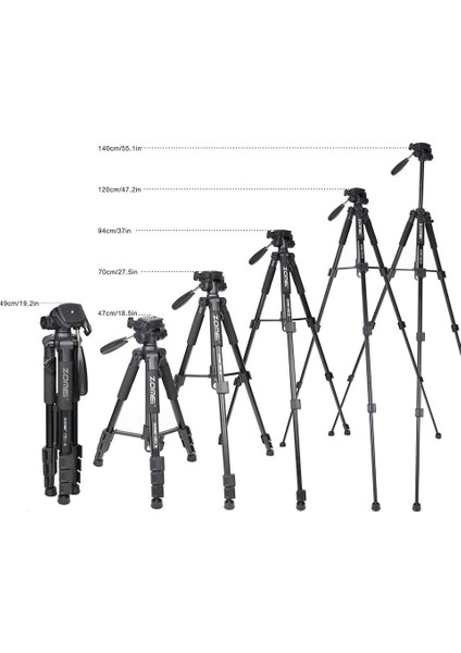 Zomei Q111 Profesyonel Alüminyum Tripod 5 kg Taşıma Kapasiteli