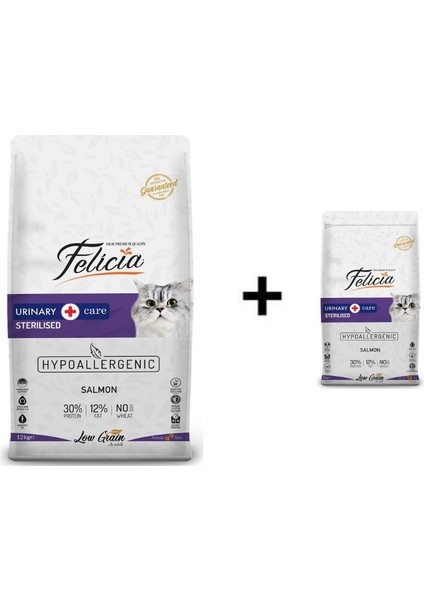 Sterilized Kısırlaştırılmış Somonlu Kedi Maması 12 kg + 1 Adet Felicia Kısırlaştırılmış Somonlu Kedi Maması 2 kg