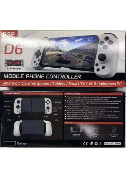 D6 Kablosuz Gamepad Uzatılabilir Joystick