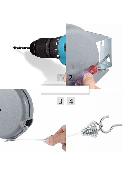 Duvara Monte Tek Ipli Yeni Nesil Çek Bırak Portatif Katlanabilen Pratik Kolay Çamaşır Ipi 4.2mt modelleri
