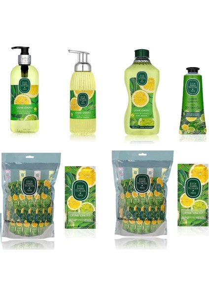 Çeşme Limonu AİLESİ102 (Sıvı Sabun 500 ml, Köpük Sabun 500 ml, Krem, Islak Mendil)