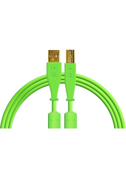 Chroma Cables USB-A to B - 1.5mt | Straight Green | DJ Ve Prodüktörler için Yüksek Kalite A'dan B'ye USB Kablo