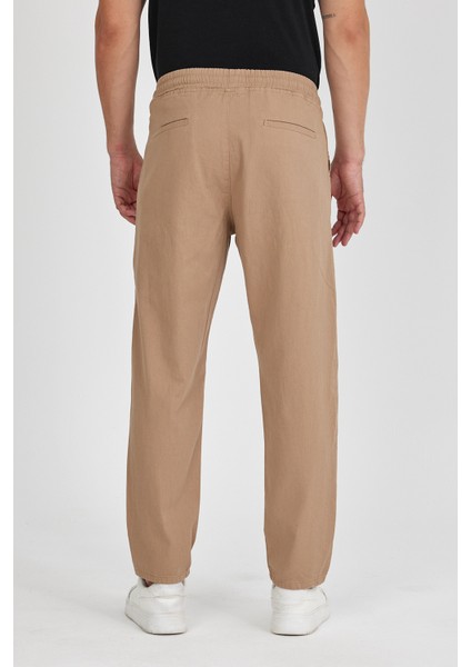 TheSeason Erkek Bej Renk Beli Lastikli Kaliteli Rahat Kesim Jogger Pantolon