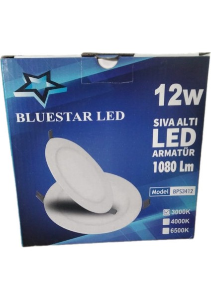 Bluestar LED 12W Sıva Altı LED Armatür 1080LM Bps 3412 3000K Mavi Kutu