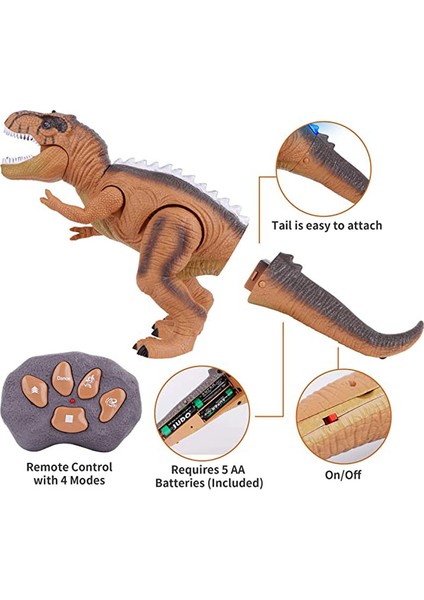 Dinozor Simülasyon Modeli Elektrikli Uzaktan Kumanda Dinozor Eğitici Oyuncak Ses ve Işık Fonksiyonu ile Çocuklar Için (Yurt Dışından)