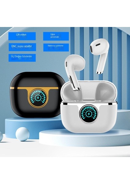 Bluetooth Kulaklık Kablosuz 5.3 Çift Işaretli Enc Gürültü Azaltma Dijital Ekran Gücü Tws (Yurt Dışından)