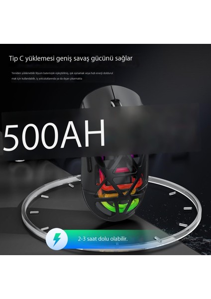 Hafif Üç Modlu Bluetooth Kablosuz Şarjlı Oyun E-Spor Faresi (Yurt Dışından)