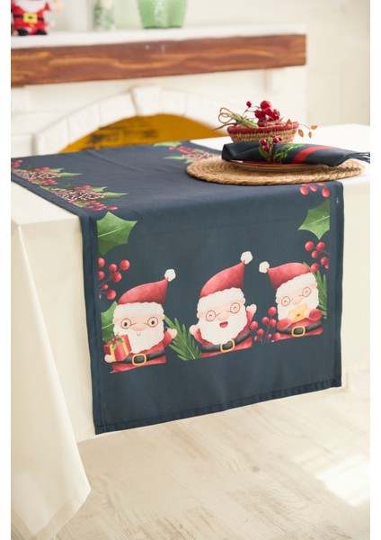 Yılbaşı 3 Noel Baba Desenli Lacivert