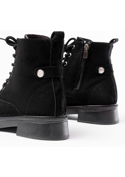 02-2003 Siyah Süet Bağcıklı Fermuarlı Günlük Kadın Bot fırsatları