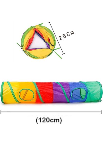 Kedi Tüneli Düz Katlanabilir Kedi Renkli Kedi Tüneli Rainbow Kedi Oyuncağı 120 cm