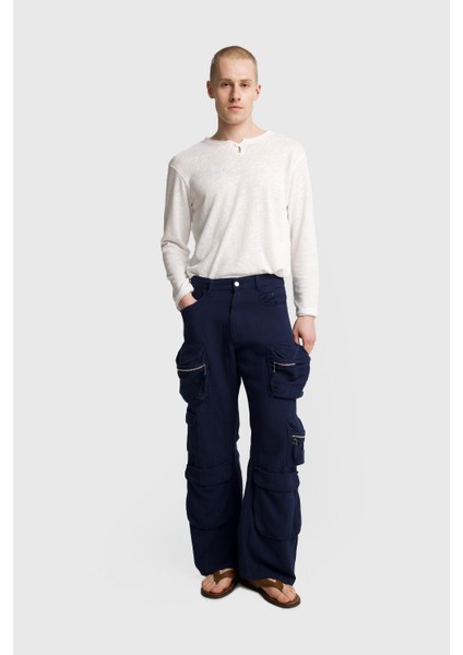Gabardın Keten Kargo Pantolon