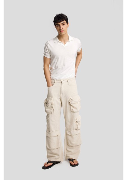 Gabardın Keten Kargo Pantolon