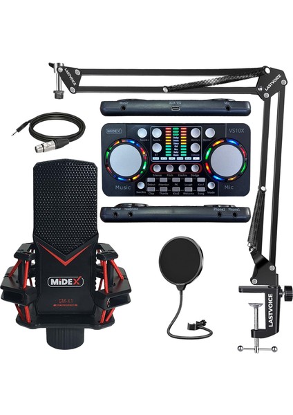 Gmx-1 Live Gold Set Condenser Mikrofon Ses Kartı Canlı Yayın Paketi (Telefon ve Pc)
