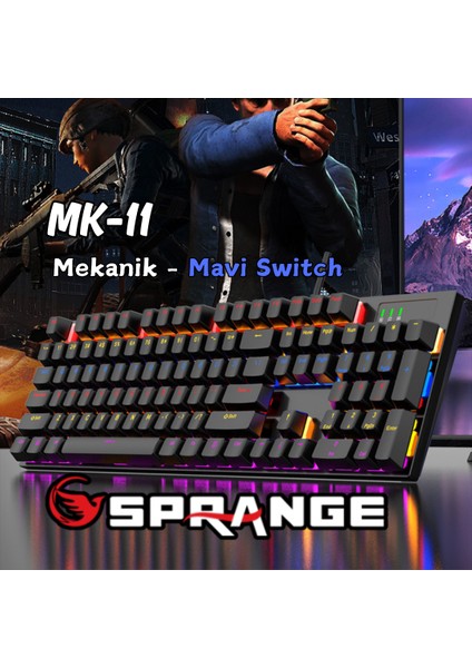 Mk-11 Mekanik Gaming Klavye - Blue Switch - RGB Aydınlatmalı -Kablolu