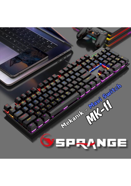 Mk-11 Mekanik Gaming Klavye - Blue Switch - RGB Aydınlatmalı -Kablolu