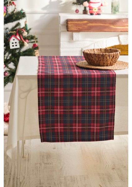 Yılbaşı Bordo Lacivert Pötikareli Runner