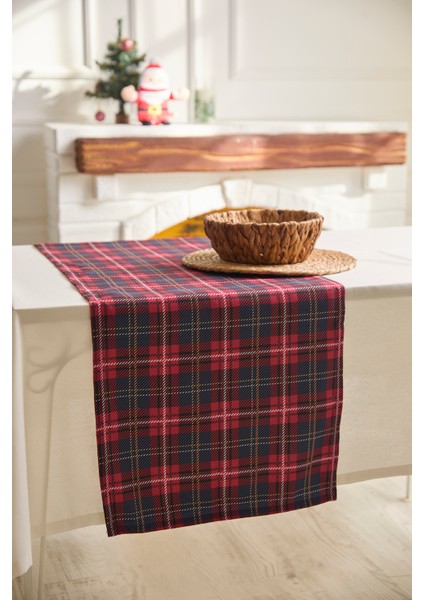 Yılbaşı Bordo Lacivert Pötikareli Runner fiyatları