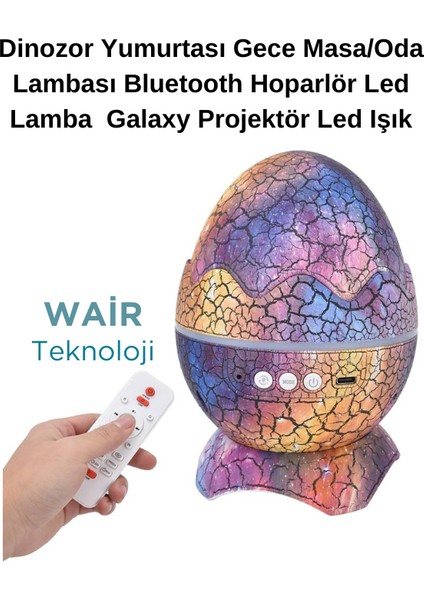 Dinozor Yumurtası Gece Masa Lambası Bluetooth Hoparlör LED Lamba Gökyüzü Projektör LED Işık