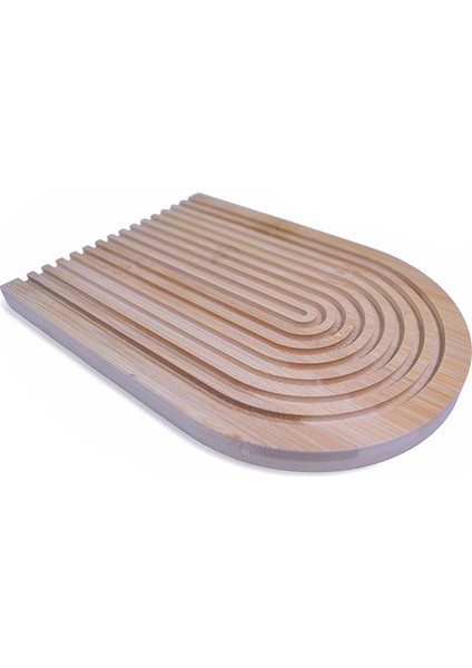 Gökkuşağı Dalgalı Bambu Sunum Tabağı Dekoratif Sunum Tahtası
