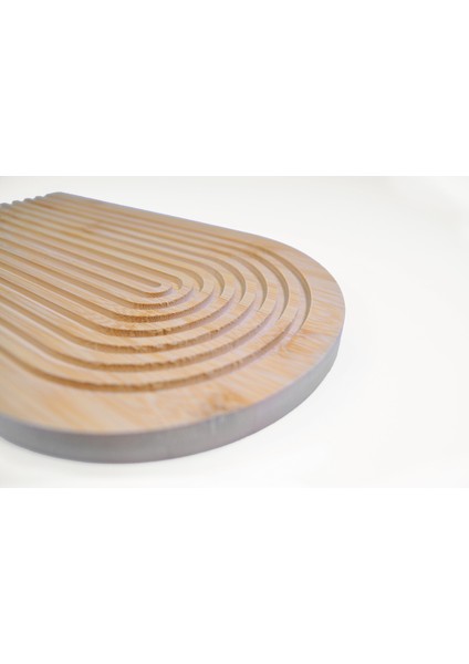 Gökkuşağı Dalgalı Bambu Sunum Tabağı Dekoratif Sunum Tahtası