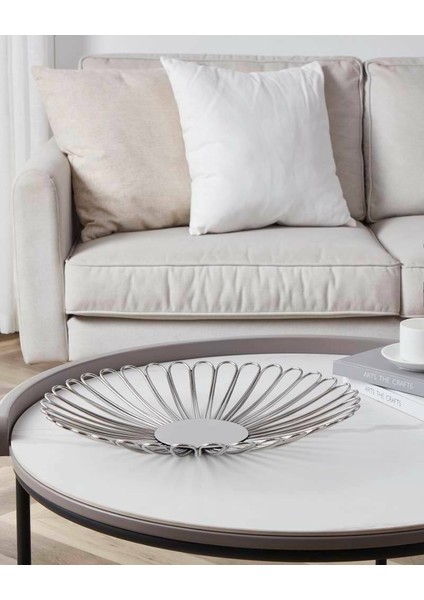 427018 "Ueda" Metal Krom Dekoratif Kase 40,5cm Çapında