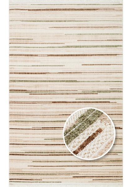 Joy 01 Green Brown Hav Toz Vermeyen Etnik Desenli Halı