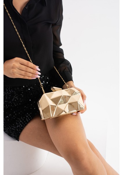 Byeduu Metal Clutch Portföy Abiye Çanta