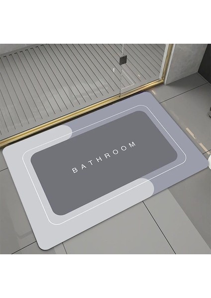 Banyo Paspası-Süper Emici-Kaymaz Tabanlı Banyo ve Abdest Paspası-Kare Gri