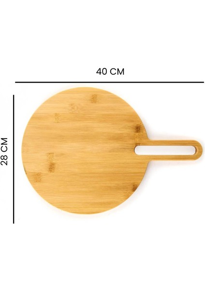 Bambu Yuvarlak Kesim Tahtası - Kahverengi - 40 x 28 cm