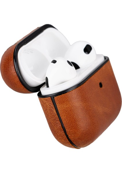 Juni Apple Airpods 3.nesil Uyumlu Deri Kılıf TN11 Taba