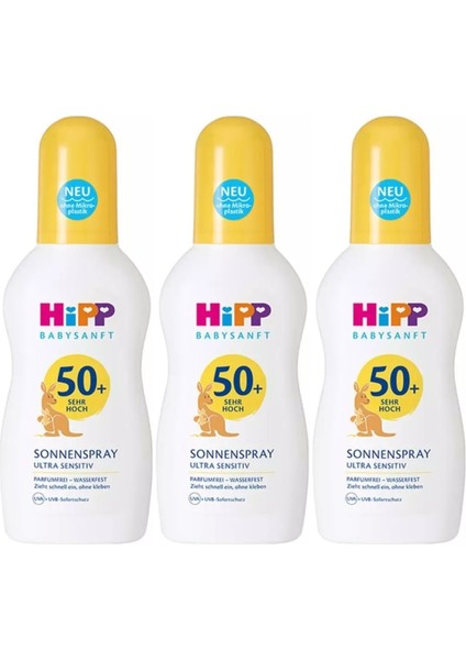Babysanft Sprey Güneş Kremi Sonnenspray 50+ Faktör Ultra Sensıtıv 150ML Sprey (3 Lü Set)