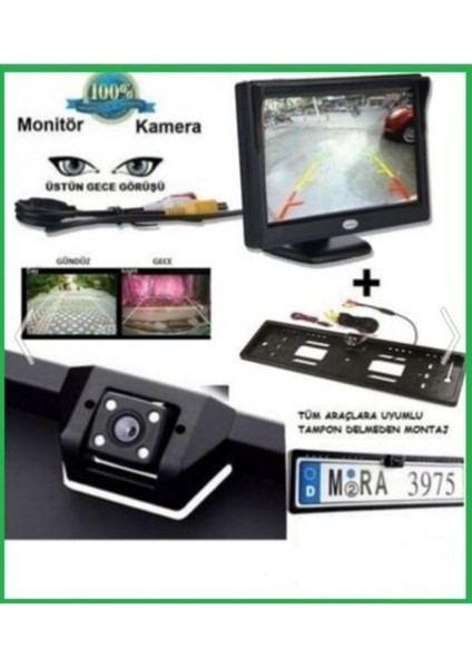 4.3 Inç Araç Monitör Araç Geri Görüş Pilakalı Kamera